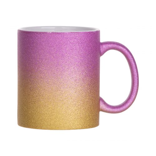 Кружка глиттерная градиент пурпурно-золотистая 330 мл
